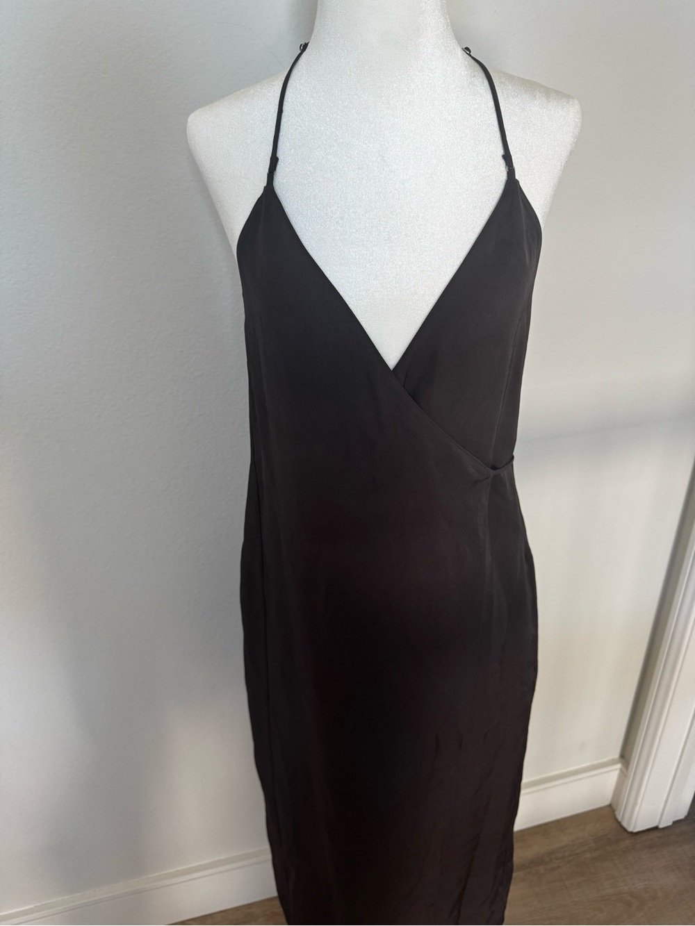 Tibi Black Strapless V-Neck Slip Dress